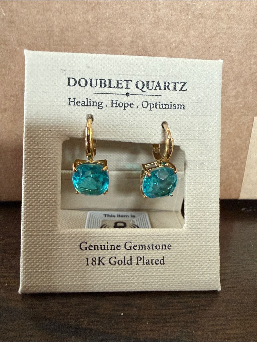 Doublet Quartz 18K Gold Plated Blue Gemstone Drop Earrings